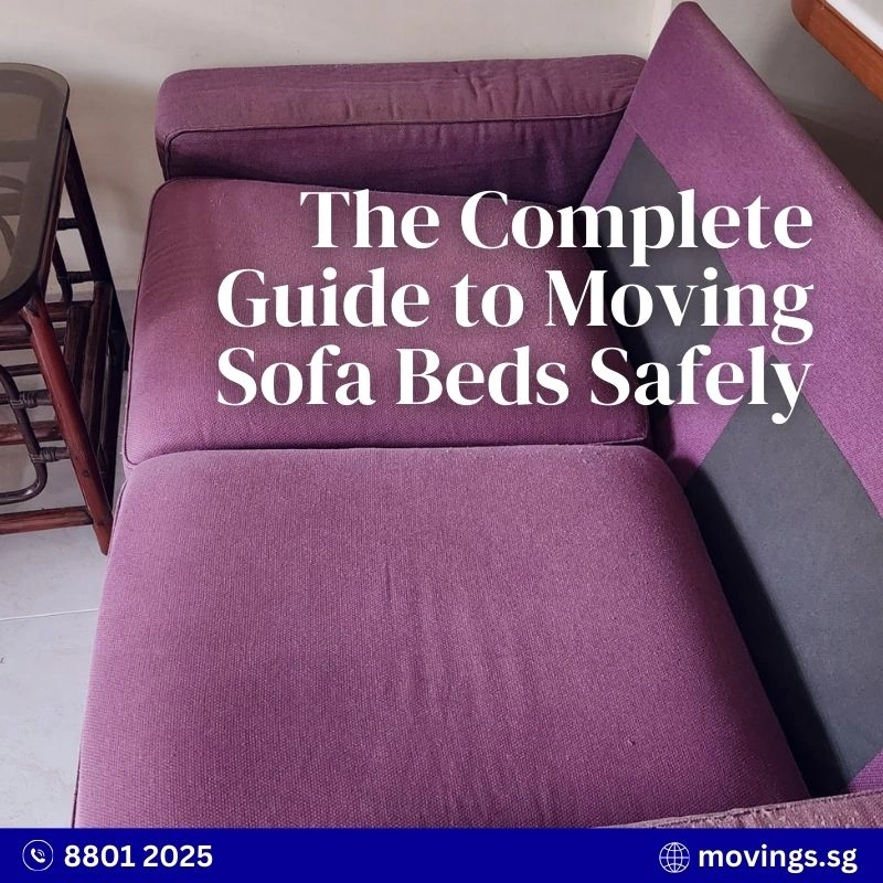 Sofa bed prepared for safe transport during a home move in Singapore